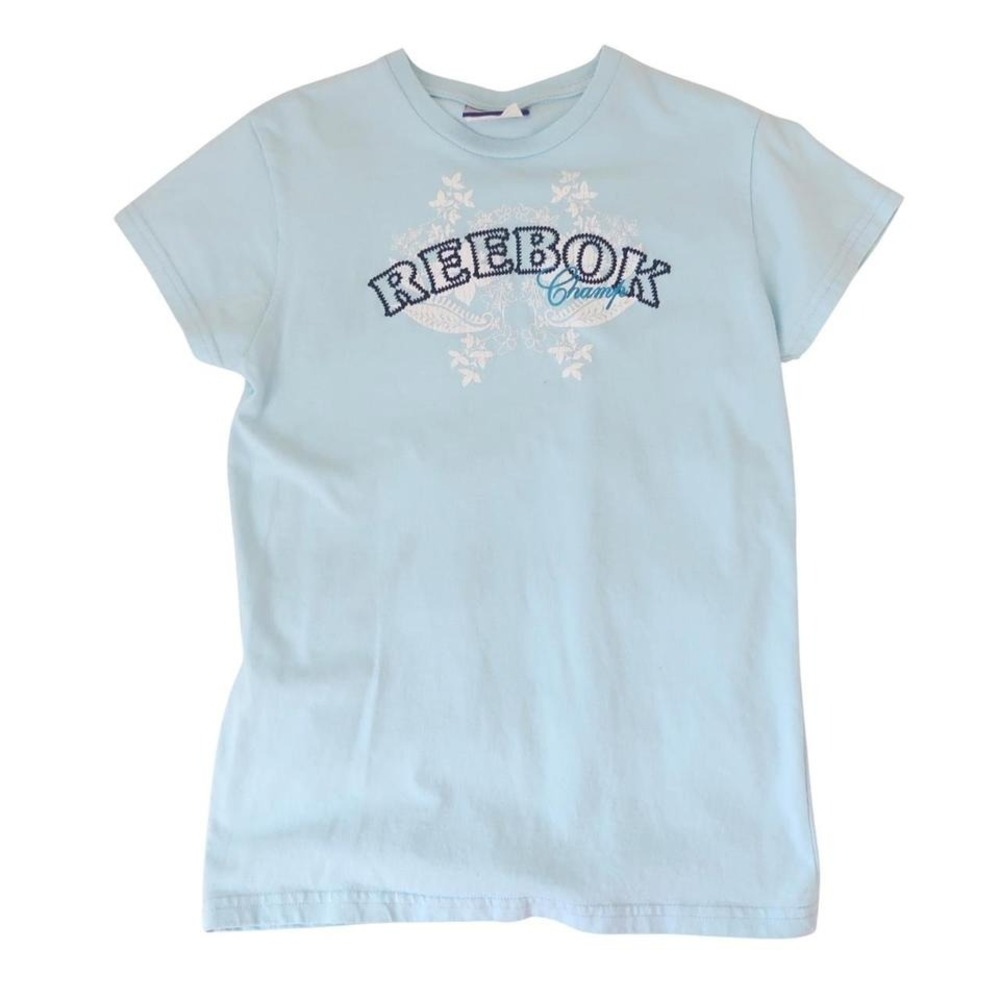 vintage reebok baby blue graphic tee size medium
